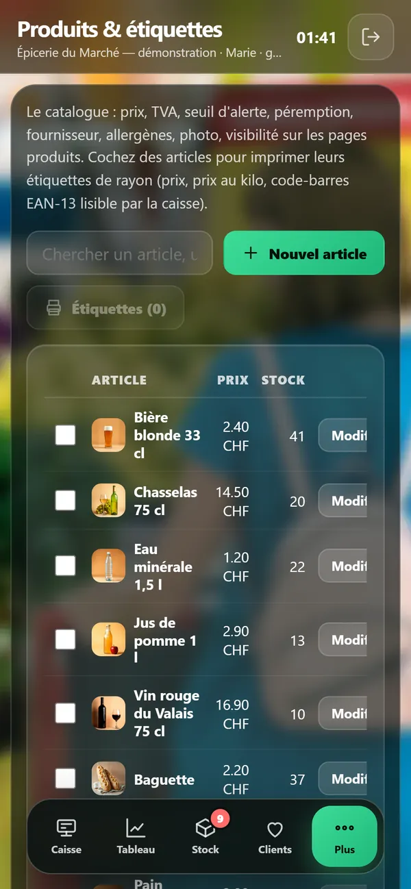 Auf dem Handy : Produkte und Etiketten