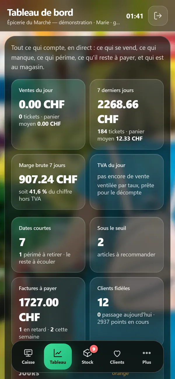 Auf dem Handy : Das Dashboard