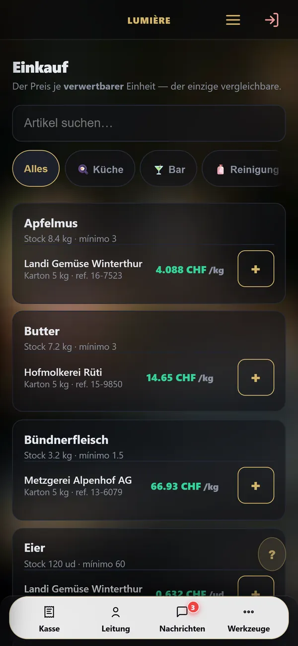 Auf dem Handy : Einkauf und Lieferanten