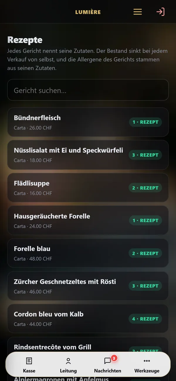 Auf dem Handy : Lager und Rezepte
