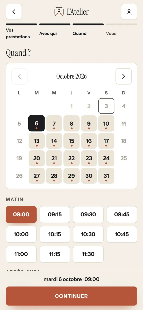 Auf dem Handy : Online-Buchung auf Ihrer Website